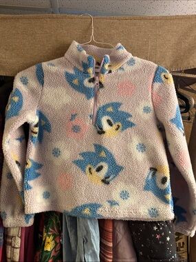 Girls' Pink Sonic the Hedgehog Sherpa Half-Zip Pullover
